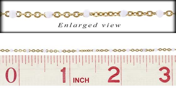 gf 1.5mm chain width flat cable satellite chain with 1.7mm white enamel bead