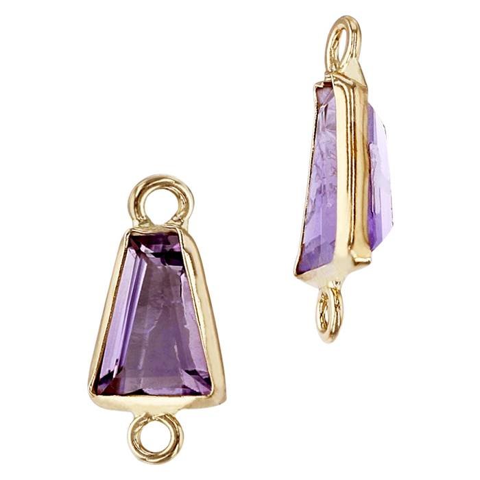 14ky 6x4mm �baguette amethyst bezel set connector