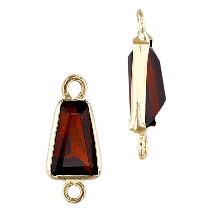14ky 6x4mm �baguette garnet bezel set connector