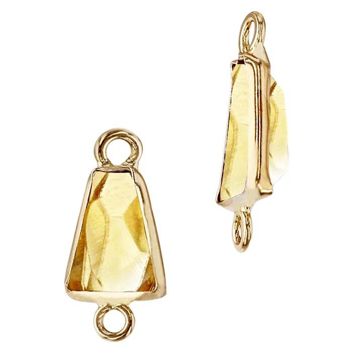 14ky 6x4mm �baguette citrine bezel set connector