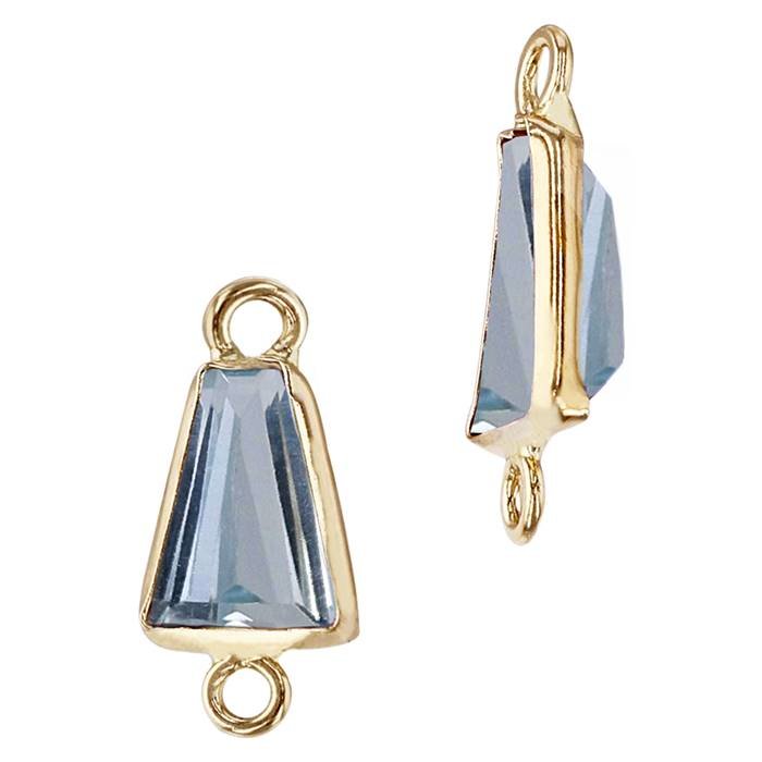 14ky 6x4mm �baguette blue topaz cezel set connector