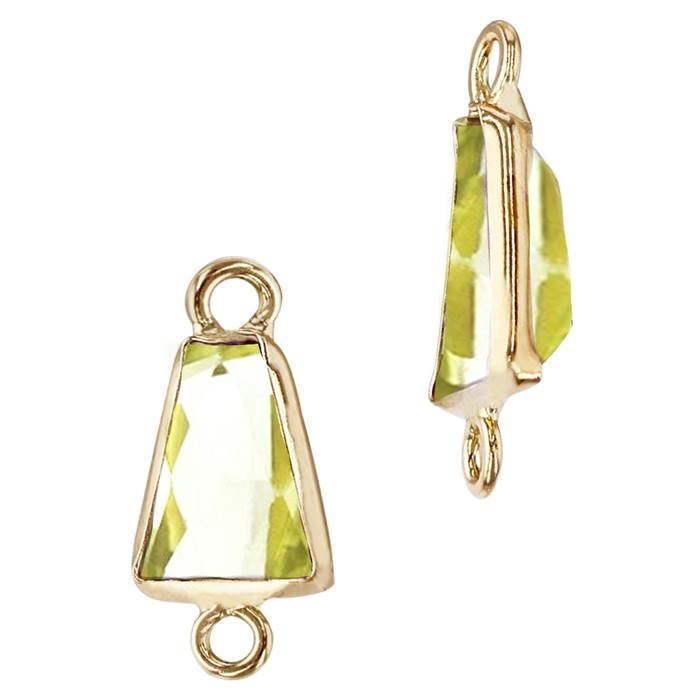 14ky 6x4mm �baguette peridot bezel set connector