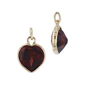 14K Garnet Heart Charm January Birthstone