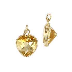 14K Citrine Heart Charm November Birthstone