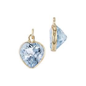 14K Blue Topaz Heart Charm December Birthstone