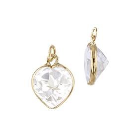 14K White Topaz Heart Charm February Birthstone