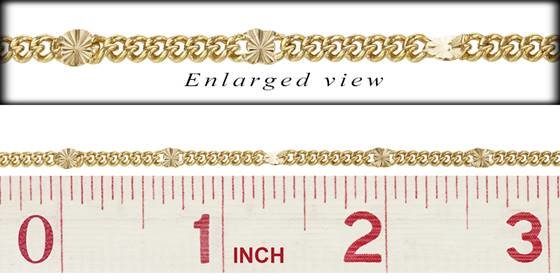 gold filled 2.5mm chain width 3.4mm starburst curb chain