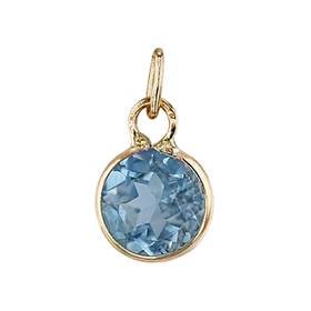 14K Swiss Blue Topaz Round Bezel Set Charm December Birthstone