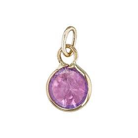 14K Pink Sapphire Round Bezel Set Charm September