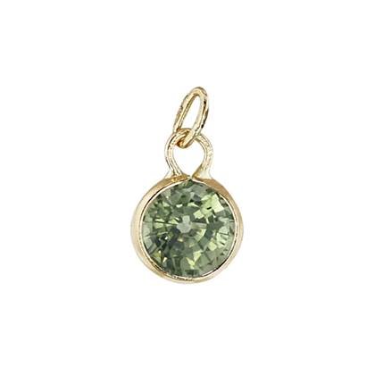 14K Green Sapphire Bezel Set Charm September Birthstone