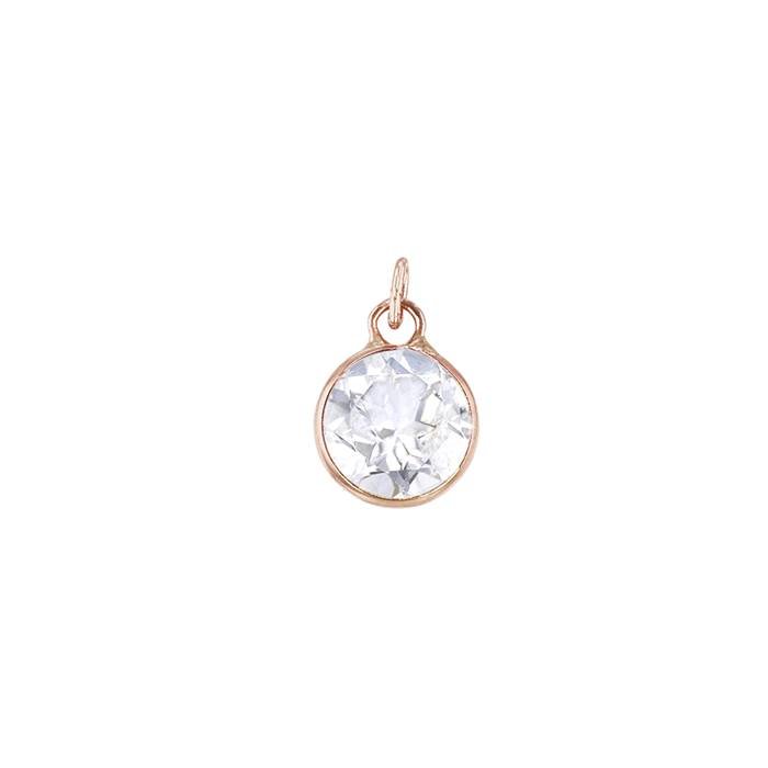 14kr 5mm round bezel set charm november birthstonewhite topaz