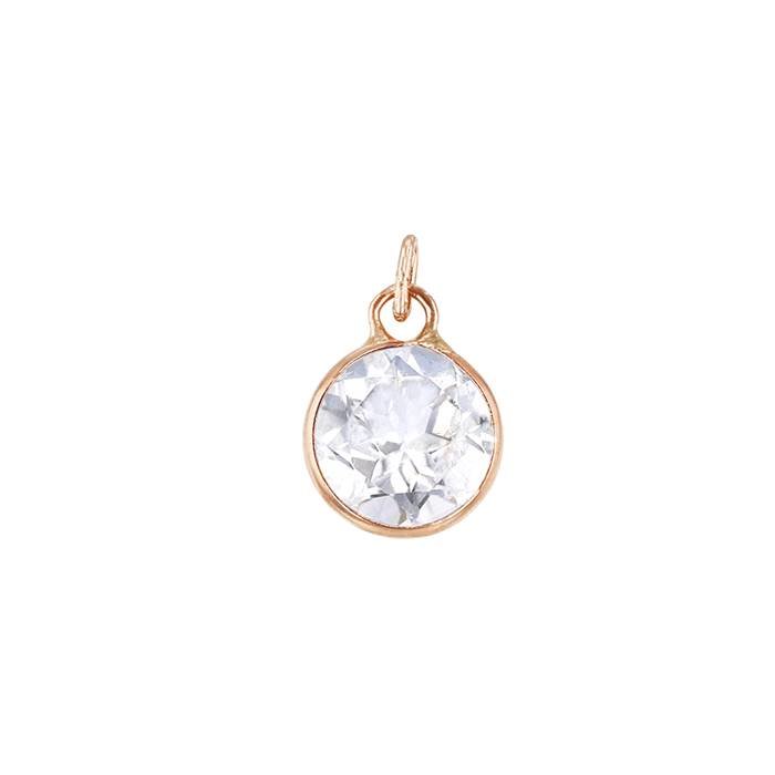 14kr 6mm round bezel set charm november birthstonewhite topaz