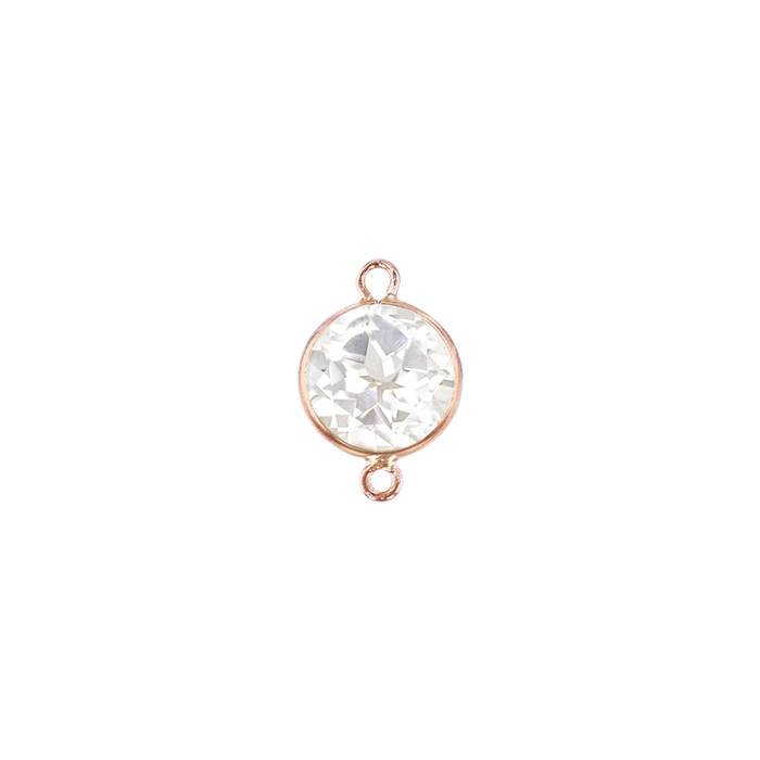 14kr 4mm round bezel set connector white topaz