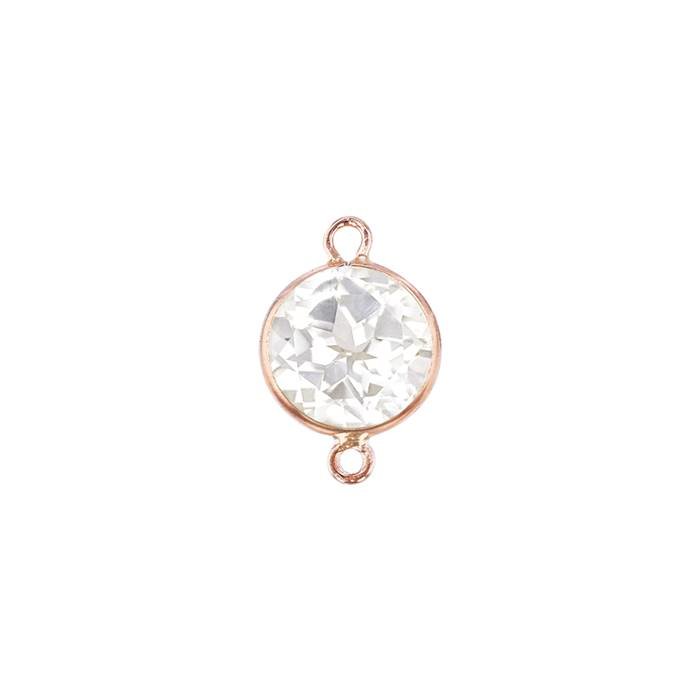 14kr 6mm round bezel set connector white topaz