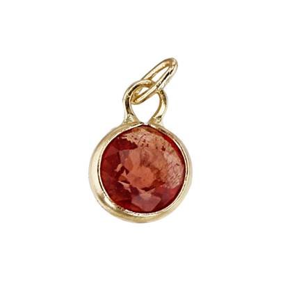 14K Orange Sapphire Round Bezel Set Charm September Birthstone