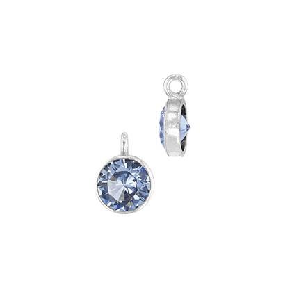 Sterling Silver Light Sapphire Cubic Zirconia Bezel Set Charm