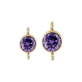 Gold Filled Amethyst Cubic Zirconia Bezel Set Connector