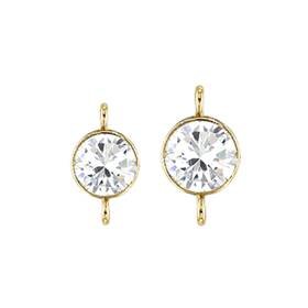 Gold Filled White Cubic Zirconia Bezel Set Connector