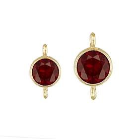 Gold Filled Red Cubic Zirconia Bezel Set Connector