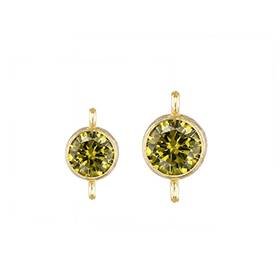 Gold Filled Peridot Cubuc Zirconia Bezel Set Connector