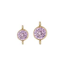 Gold Filled Pink Cubic Zirconia Bezel Set Connector