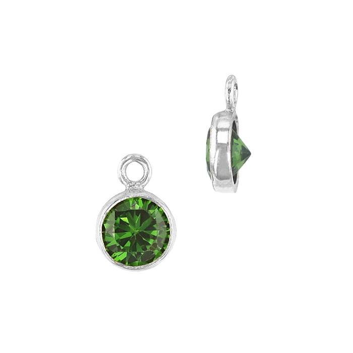 ss 4mm emerald bezel set cubic zirconia charm
