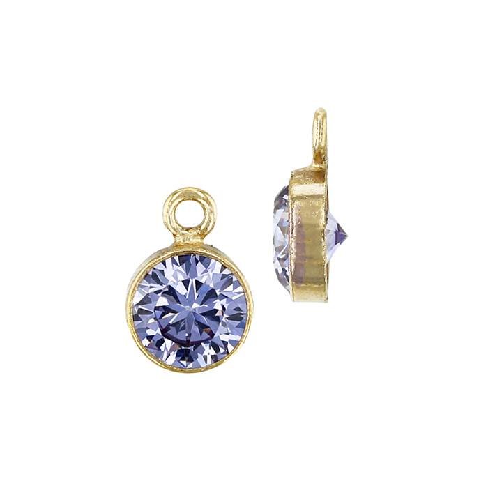 gf 4mm light amethyst bezel set cubic zirconia charm