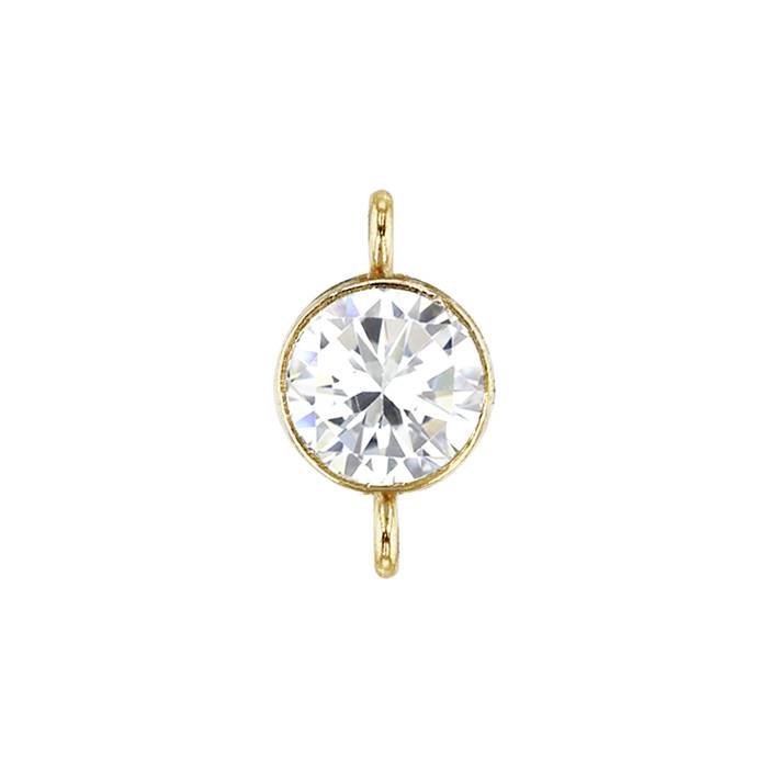 gf 4mm white bezel set cubic zirconia connector
