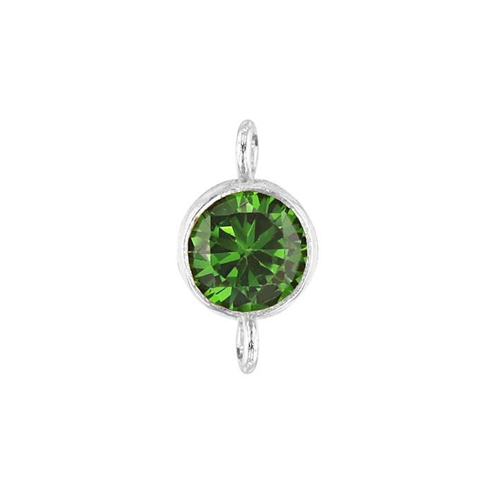 ss 4mm emerald bezel set cubic zirconia connector
