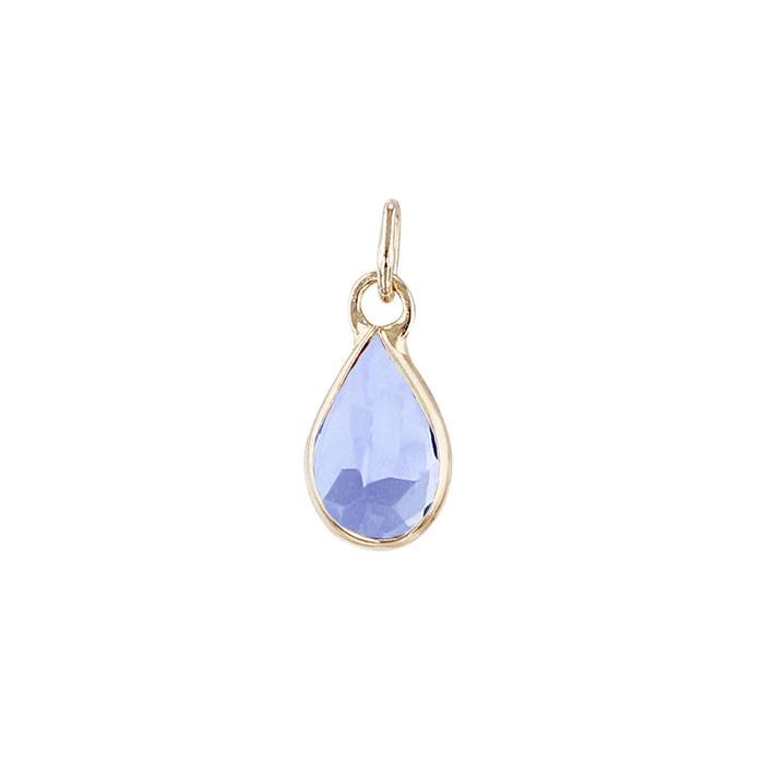 14ky 5x3mm pear shape bezel set charm december birthstone tanzanite