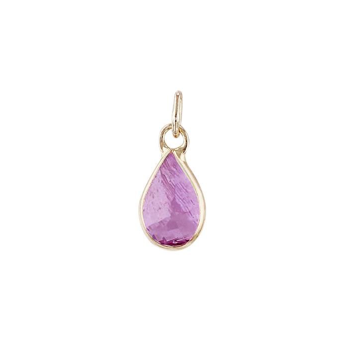 14ky 5x3mm pear shape bezel set charm september birthstone pink sapphire
