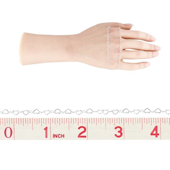 ss 3.7x5.0mm chain width heart shape chain