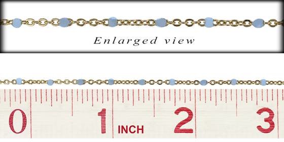gf 1.5mm chain width flat cable satellite chain with 1.7mm greyish blue enamel bead