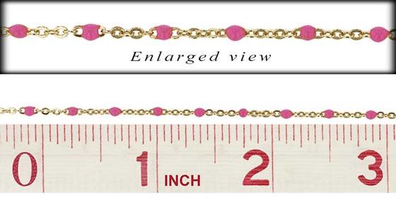 gf 1.5mm chain width flat cable satellite chain with 1.7mm pink enamel bead