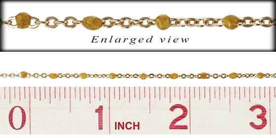 gold filled 1.5mm gold filled flat cable satellite chain with 1.7mm gold enamel bead