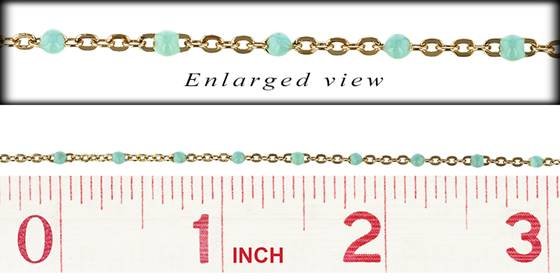 gf 1.5mm chain width flat cable satellite chain with 1.7mm light blue enamel bead
