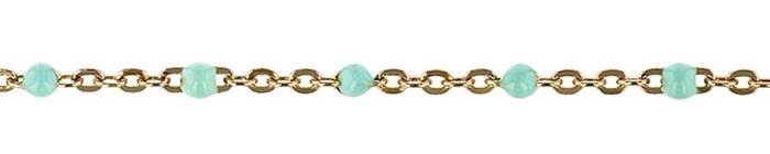 GF 1.5mm Chain Width Flat Cable Satellite Chain With 1.7mm Light Blue Enamel Bead