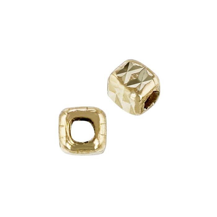 14ky 3mm faceted cut cube