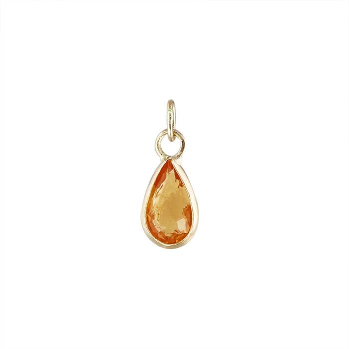 14ky 5x3mm pear shape bezel set charm november birthstone orange sapphire