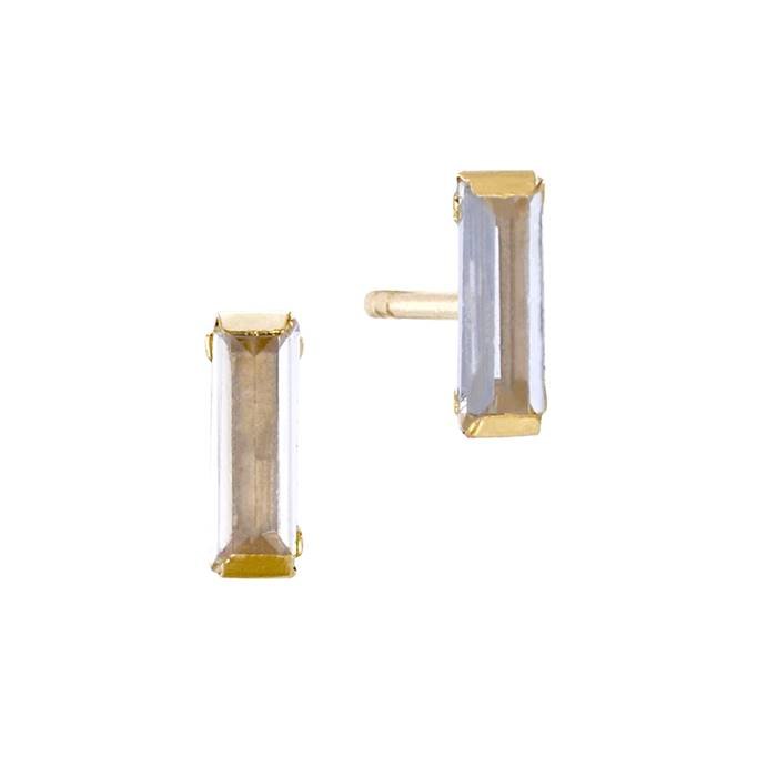 14ky 6x2mm cubic zirconia baguette earring