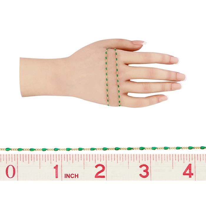 gf 4.4mm chain width figaro 3 plus 1 chain with transparent green emerald enamel