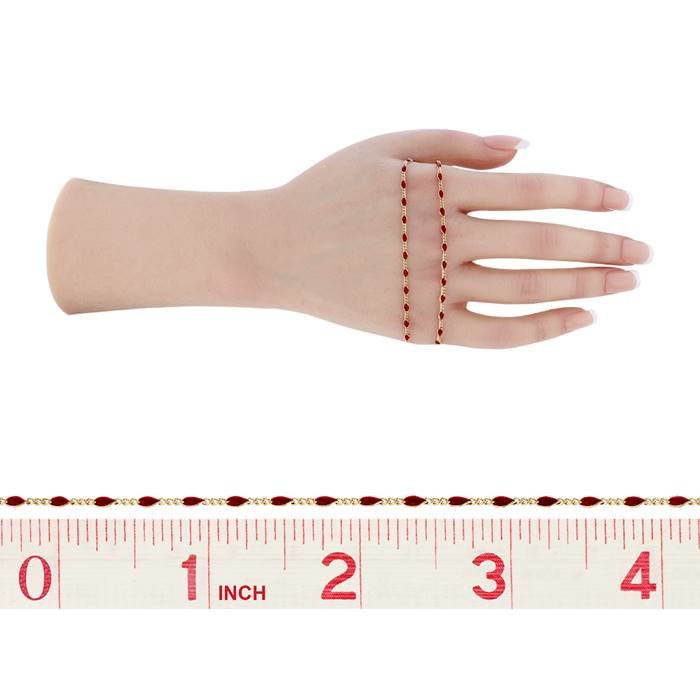 gf 4.4mm chain width figaro chain with transparent red enamel