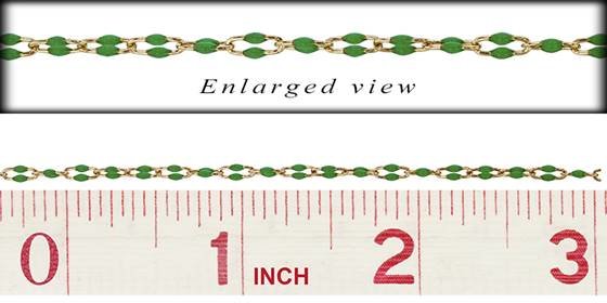gf paper clip chain with green enamel on both side of each link
