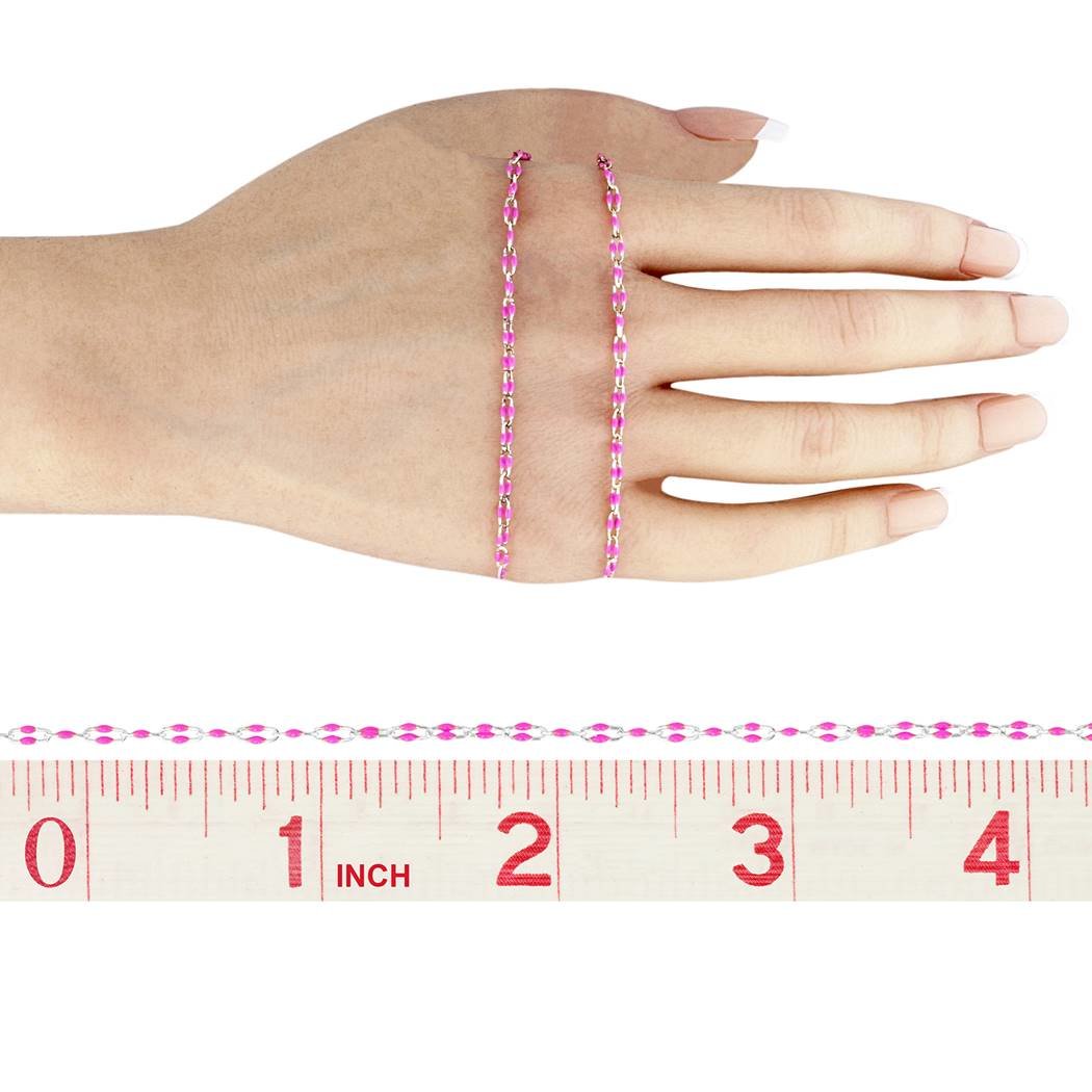 ss paperclip chain with rose pink enamel