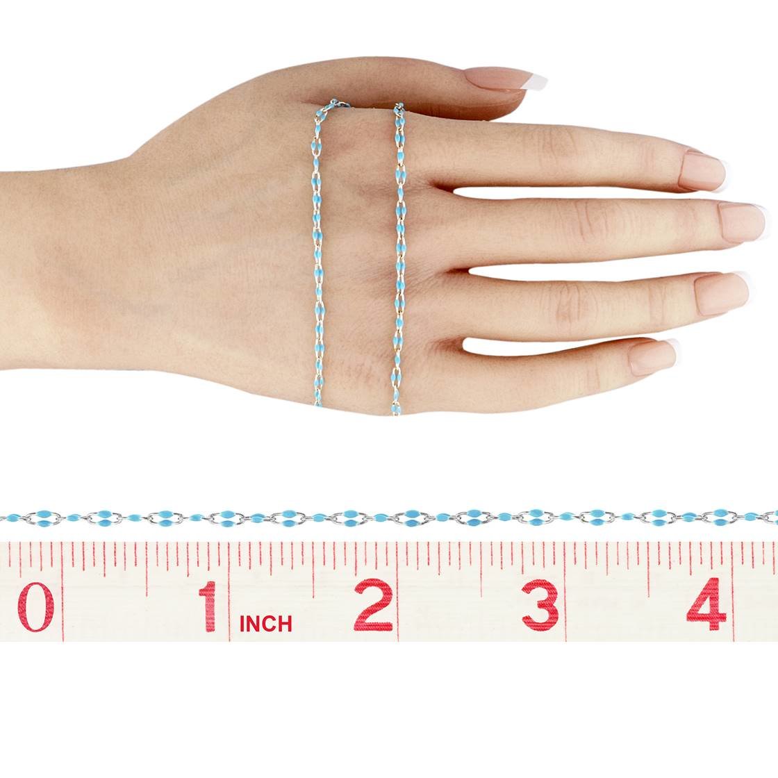 ss paper clip chain with turquoise enamel