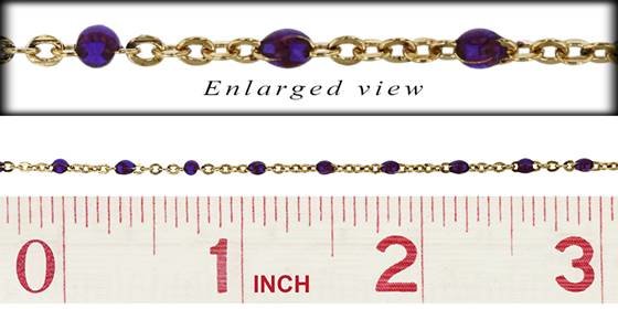 gf flat cable satellite chain with 1.7mm dark amethyst enamel bead