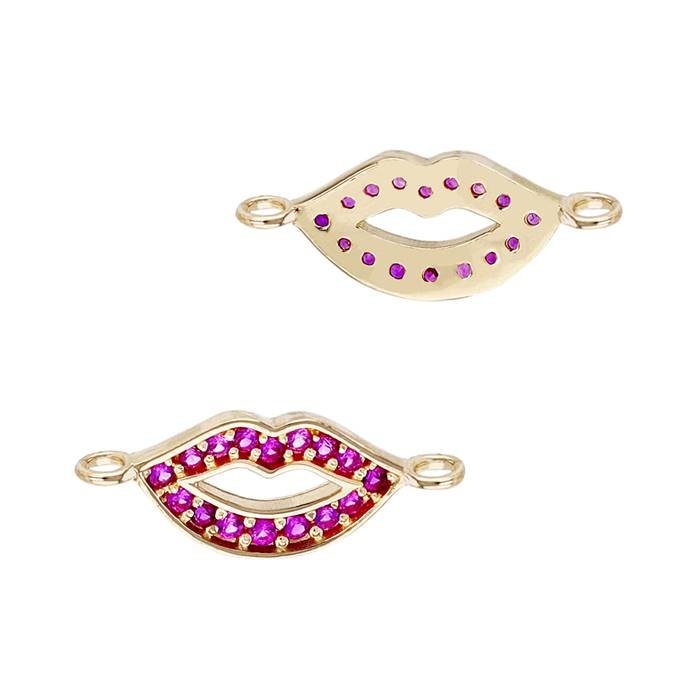 14ky 9.6x5.5mm cubic zirconia ruby lip connector