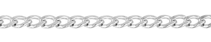 3.3mm Width Rhodium Sterling Silver Faceted Curb Link Cable Chain
