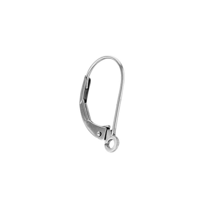 platinum leverback earring with open ring