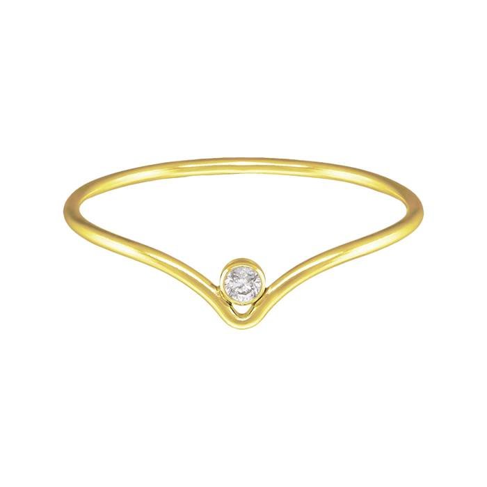gf size8 1.0mm thick 2mm cubic zirconia chevron stacking ring
